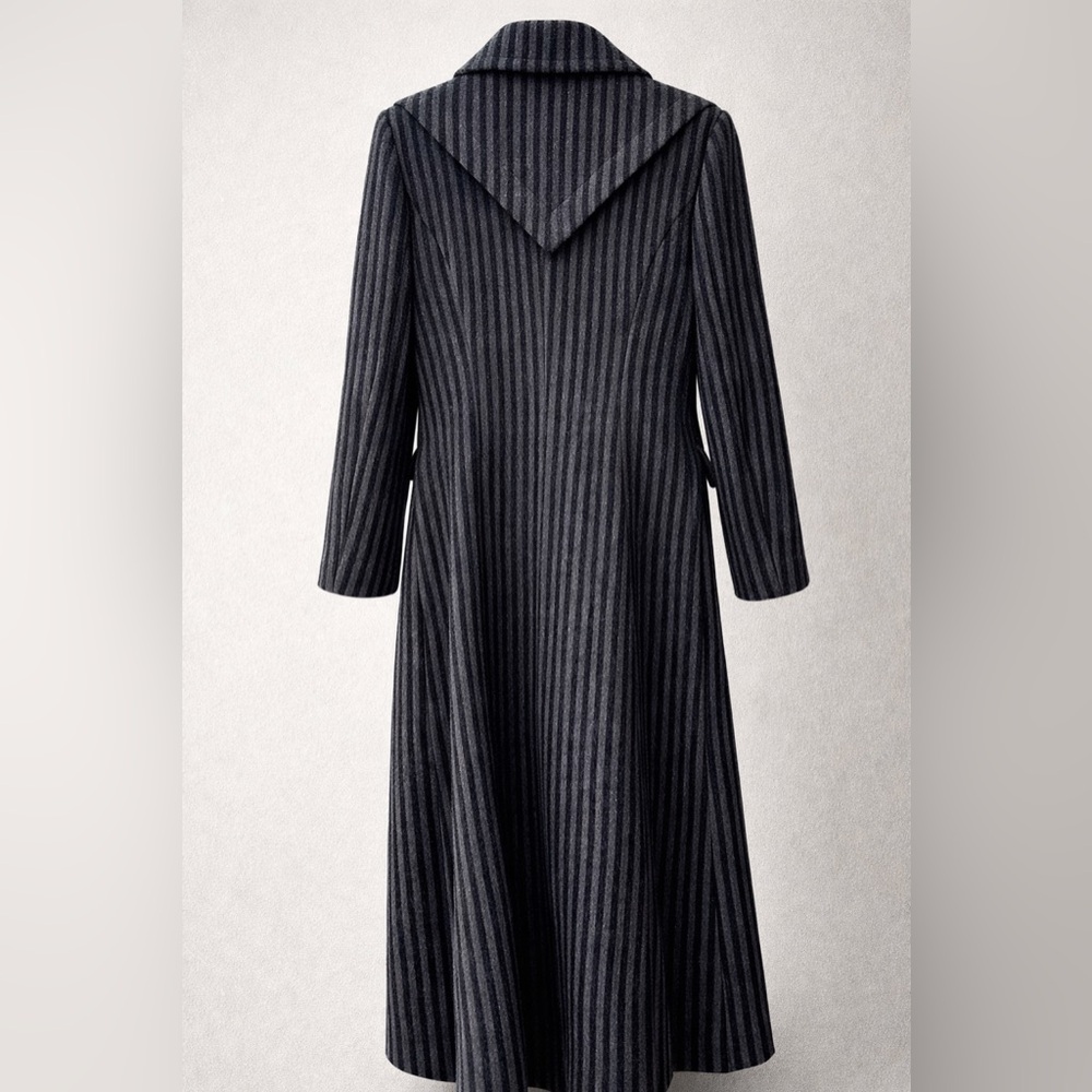 80% Wool Vintage Wool Long Coat Embroidered Minimal Designer Size S - Picture 2 of 16
